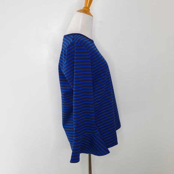 Draper James Sadler Striped Ponte Knit Bell Sleeves Shirt Rayon Small - Picture 3 of 13